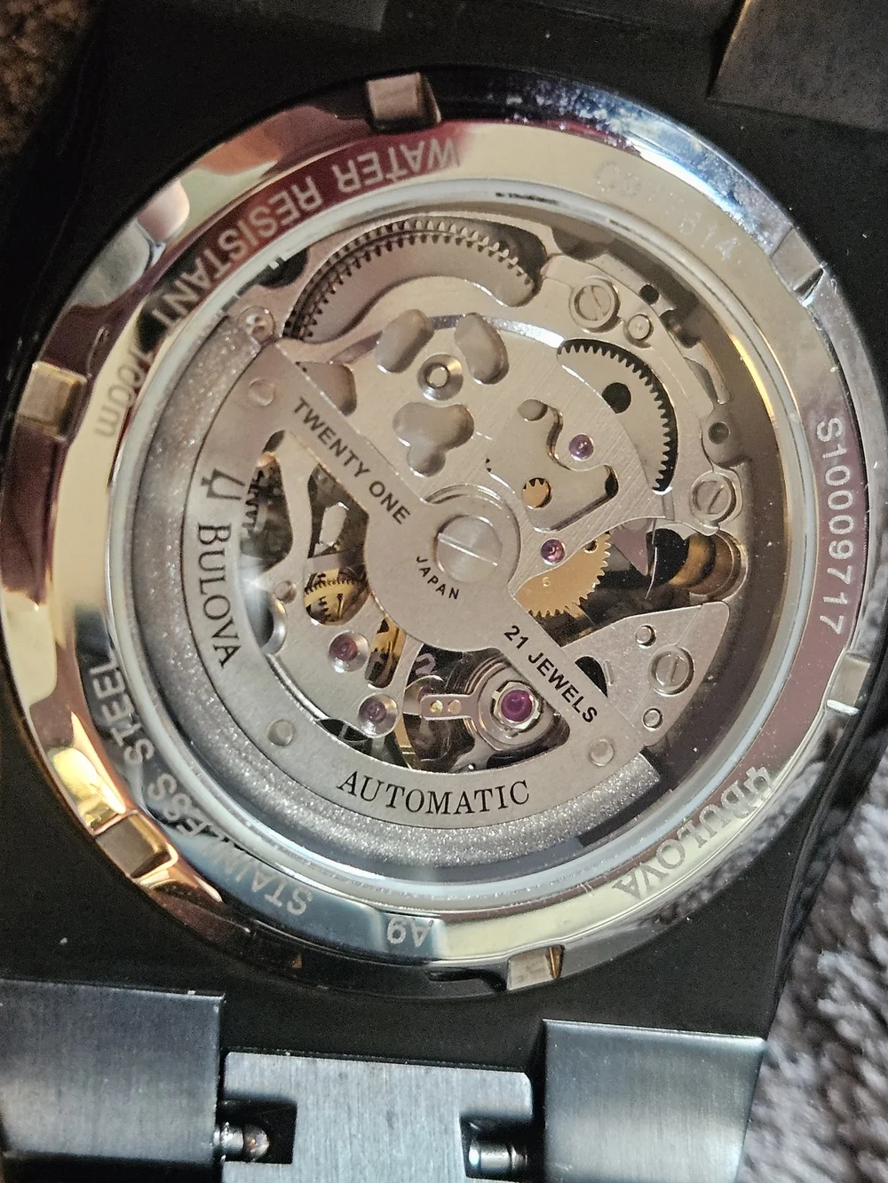Bulova Skeleton Dial Men's Sport Watch in Black and Silver
